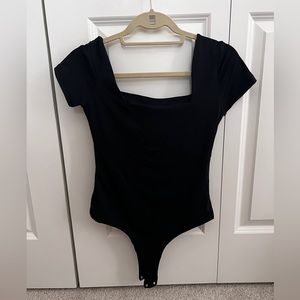 Square Neck Short Sleeve Bramisuit | Klassy Network Bodysuit